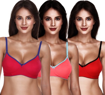 SONA by SA-45 Padded Non-Wired T-Shirt Bra Seamless Women T-Shirt Non Padded Bra(Red, Pink)