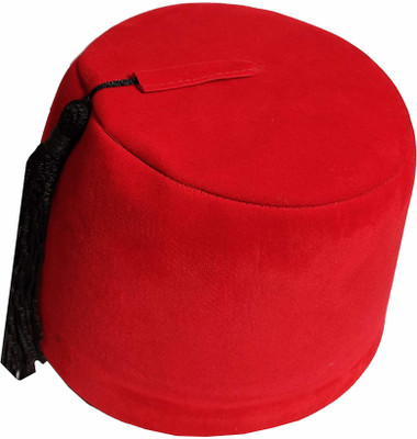 H.N. Traders Mirza Ghalib Cap - Red Turkey Fez Hat, Traditional Headwear (Valvet, Size 56) Solid Sports/Regular Cap Cap