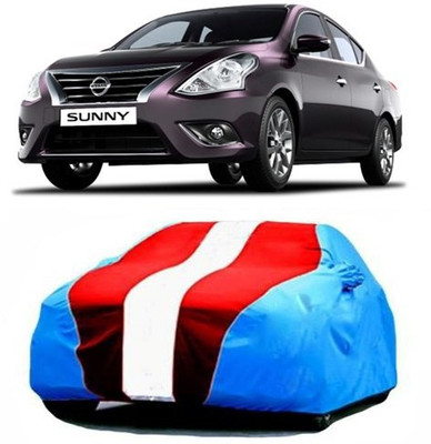 HDSERVICES Car Cover For Nissan Sunny (With Mirror Pockets)(Blue, Red)