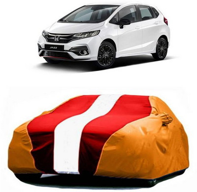 AAMANG Car Cover For Honda Jazz (With Mirror Pockets)(Red, Orange)