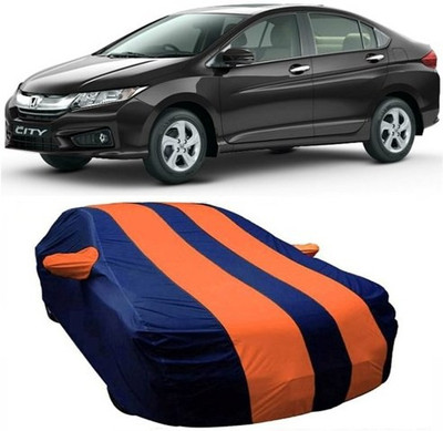 HDSERVICES Car Cover For Honda City i-Vtec (With Mirror Pockets)(Orange)