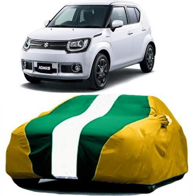 MSR STORE Car Cover For Maruti Suzuki Ignis (With Mirror Pockets)(Yellow, Green)
