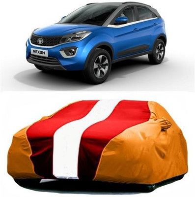 HDSERVICES Car Cover For Tata Nexon (With Mirror Pockets)(Red, Orange)