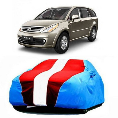 HDSERVICES Car Cover For Tata Aria (With Mirror Pockets)(Blue, Red)