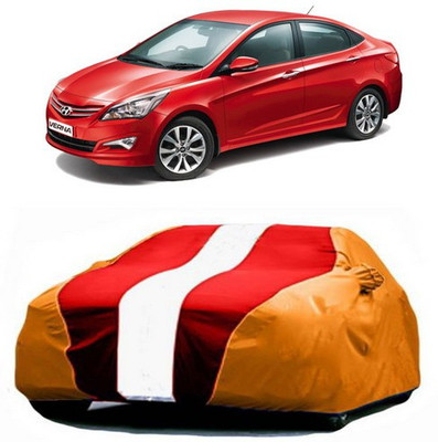 CLASS ONE Car Cover For Hyundai Verna Transform (With Mirror Pockets)(Red, Orange)