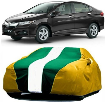 HDSERVICES Car Cover For Honda City i-Vtec (With Mirror Pockets)(Yellow, Green)