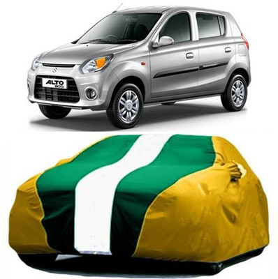MSR STORE Car Cover For Maruti Suzuki Alto 800 (With Mirror Pockets)(Yellow, Green)