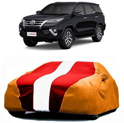 HDSERVICES Car Cover For Toyota New Fortuner (With Mirror Pockets)(Red, Orange)