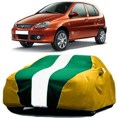 Kawach Car Cover For Tata Indica V2 (With Mirror Pockets)(Yellow, Green)