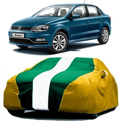 AAMANG Car Cover For Volkswagen Ameo (With Mirror Pockets)(Yellow, Green)