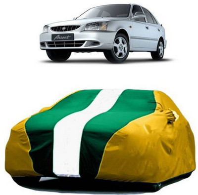 AAMANG Car Cover For Hyundai Accent Viva (With Mirror Pockets)(Yellow, Green)