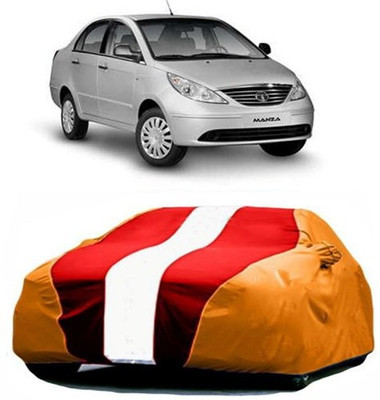 MSR STORE Car Cover For Tata Manza (With Mirror Pockets)(Red, Orange, White)