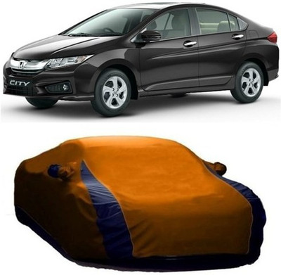 HDSERVICES Car Cover For Honda City i-Vtec (With Mirror Pockets)(Orange)