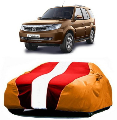 HDSERVICES Car Cover For Tata Safari Storme (With Mirror Pockets)(Red, Orange)