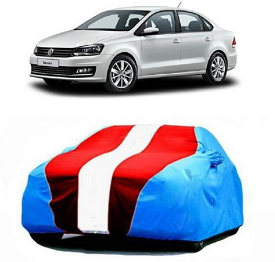 HDSERVICES Car Cover For Volkswagen Vento (With Mirror Pockets)(Blue, Red)