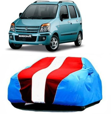 VIRMANG Car Cover For Maruti Suzuki WagonR (With Mirror Pockets)(Blue, Red)