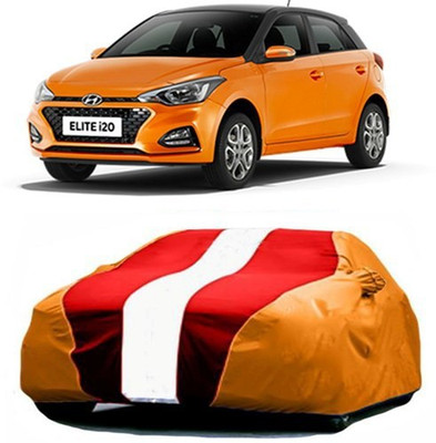 MSR STORE Car Cover For Hyundai Elite i20 (With Mirror Pockets)(Red, Orange)