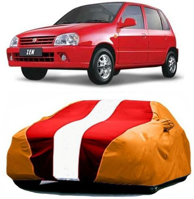 MSR STORE Car Cover For Maruti Suzuki Zen (With Mirror Pockets)(Red, Orange)