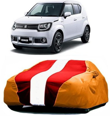MSR STORE Car Cover For Maruti Suzuki Ignis (With Mirror Pockets)(Red, Orange)