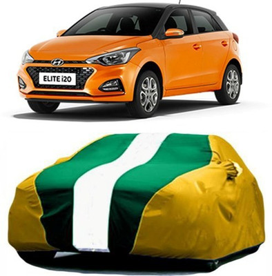 HDSERVICES Car Cover For Hyundai Elite i20 (With Mirror Pockets)(Yellow, Green)