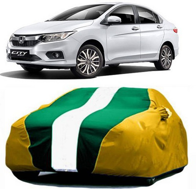 HDSERVICES Car Cover For Honda City ZX (With Mirror Pockets)(Yellow, Green)