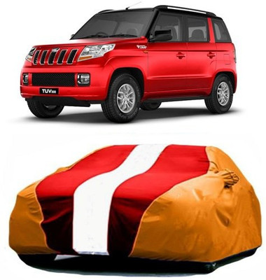 HDSERVICES Car Cover For Mahindra TUV300 (With Mirror Pockets)(Red, Orange)