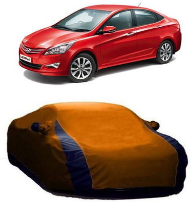 VIRMANG Car Cover For Hyundai Verna Transform (With Mirror Pockets)(Orange)