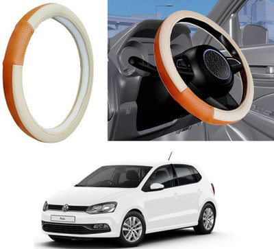 Auto Kite Steering Cover For Volkswagen Polo Exquisite(Beige, Orange, Leatherite)