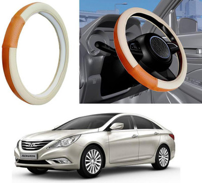 Auto Kite Steering Cover For Hyundai Sonata Embera(Beige, Orange, Leatherite)
