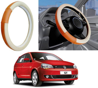 Auto Kite Steering Cover For Volkswagen Polo GT(Beige, Orange, Leatherite)