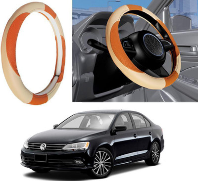 Auto Kite Steering Cover For Volkswagen Jetta(Beige, Leatherite)