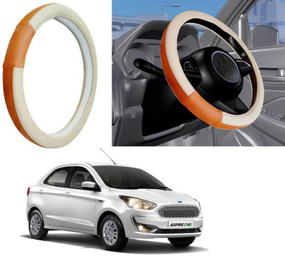 Auto Kite Steering Cover For Ford Aspire(Beige, Leatherite)