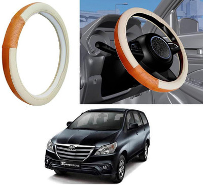 Auto Kite Steering Cover For Toyota Innova(Beige, Leatherite)
