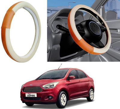 Auto Kite Steering Cover For Ford Aspire(Beige, Leatherite)