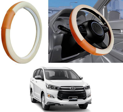 Auto Kite Steering Cover For Toyota Innova(Beige, Orange, Leatherite)