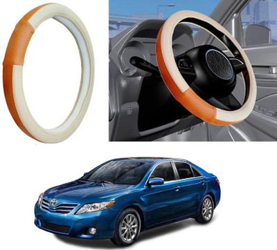 Auto Kite Steering Cover For Toyota Camry(Beige, Orange, Leatherite)