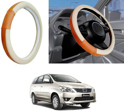Auto Kite Steering Cover For Toyota Innova(Beige, Orange, Leatherite)