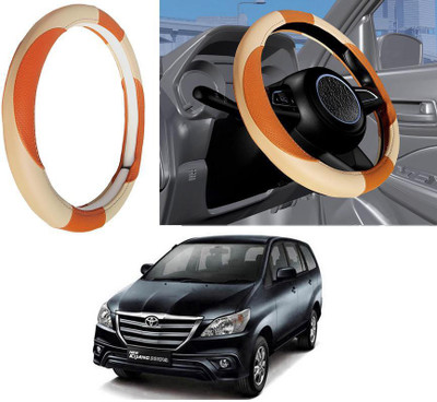 Auto Kite Steering Cover For Toyota Innova(Beige, Leatherite)
