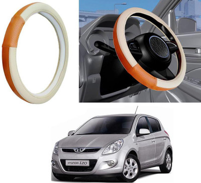 Auto Kite Steering Cover For Hyundai i20(Beige, Leatherite)