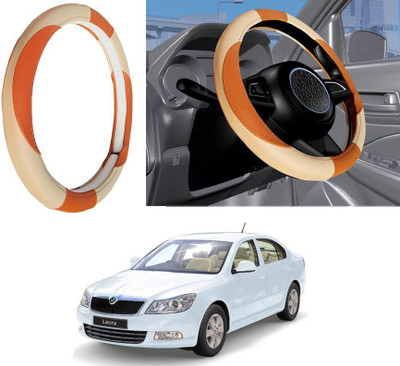 Auto Kite Steering Cover For Skoda Laura(Beige, Leatherite)