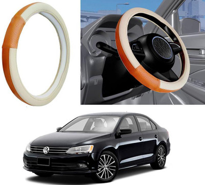 Auto Kite Steering Cover For Volkswagen Jetta(Beige, Orange, Leatherite)