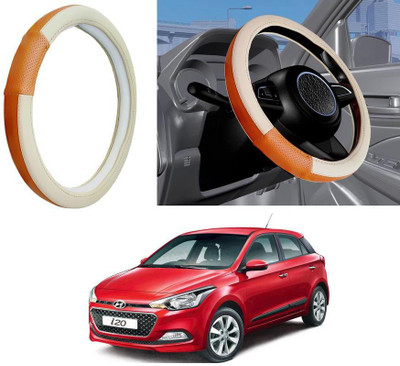 Auto Kite Steering Cover For Hyundai Elite i20(Beige, Leatherite)