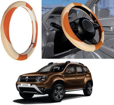 Auto Kite Steering Cover For Renault Duster(Beige, Leatherite)
