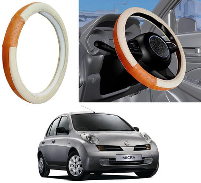 Auto Kite Steering Cover For Nissan Micra(Beige, Orange, Leatherite)
