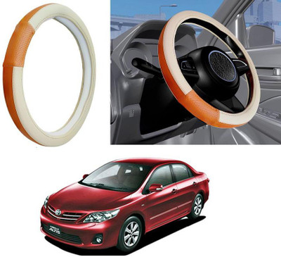 Auto Kite Steering Cover For Toyota Corolla Altis(Beige, Leatherite)