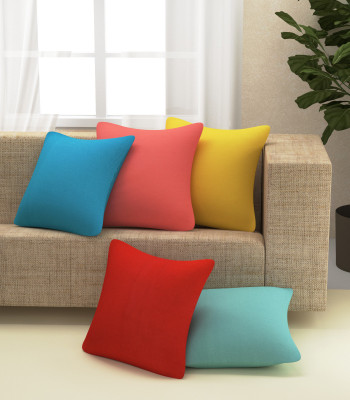 Yellow Weaves Plain Cushions & Pillows Cover(Pack of 5, 40.64 cm*40.64 cm, Multicolor)