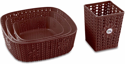 Flipkart SmartBuy Plastic Combo Of 4 Multi-Size Multipurpose Basket Storage Storage Basket(Pack of 4)