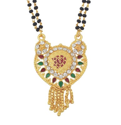 Dzinetrendz Brass Gold plated American Diamond Heart shape design Traditional Mangalsutra Women Brass Mangalsutra