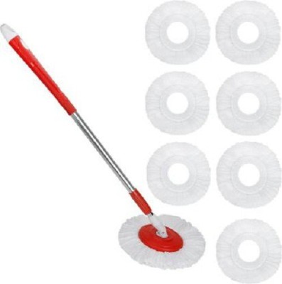 Sharry SH00017 Mop 360 Degree Rotating Mop stick with 1 Refill Wipes(Red)