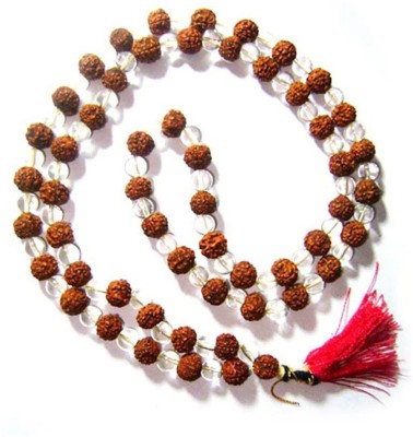 Bansiwal Rudraksh with Sphatik Mala (Rock Crystal/Clear Quartz) AAA Quality Crystal Necklace